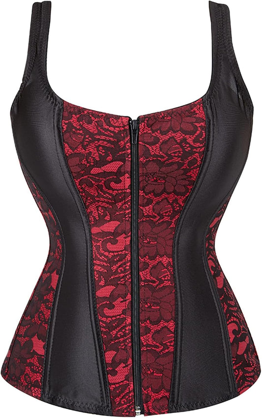 Women Sexy Boned Lace up Corsets and Strap Bustiers Top Overbust Shaper